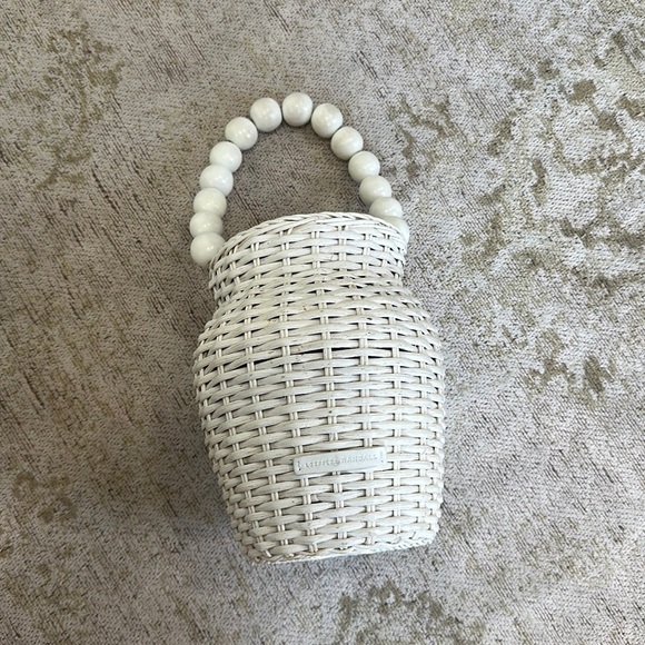 Loeffler Randall Handbags - LOUISE WICKER AND POLKA-DOT BASKET IN WHITE